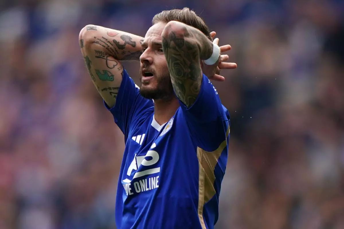 Leicester City's James Maddison reacts