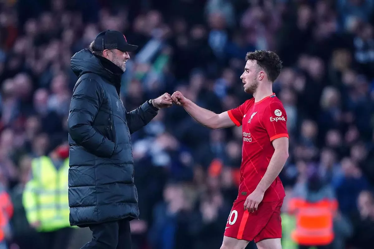 Liverpool manager Jurgen Klopp and Diogo Jota