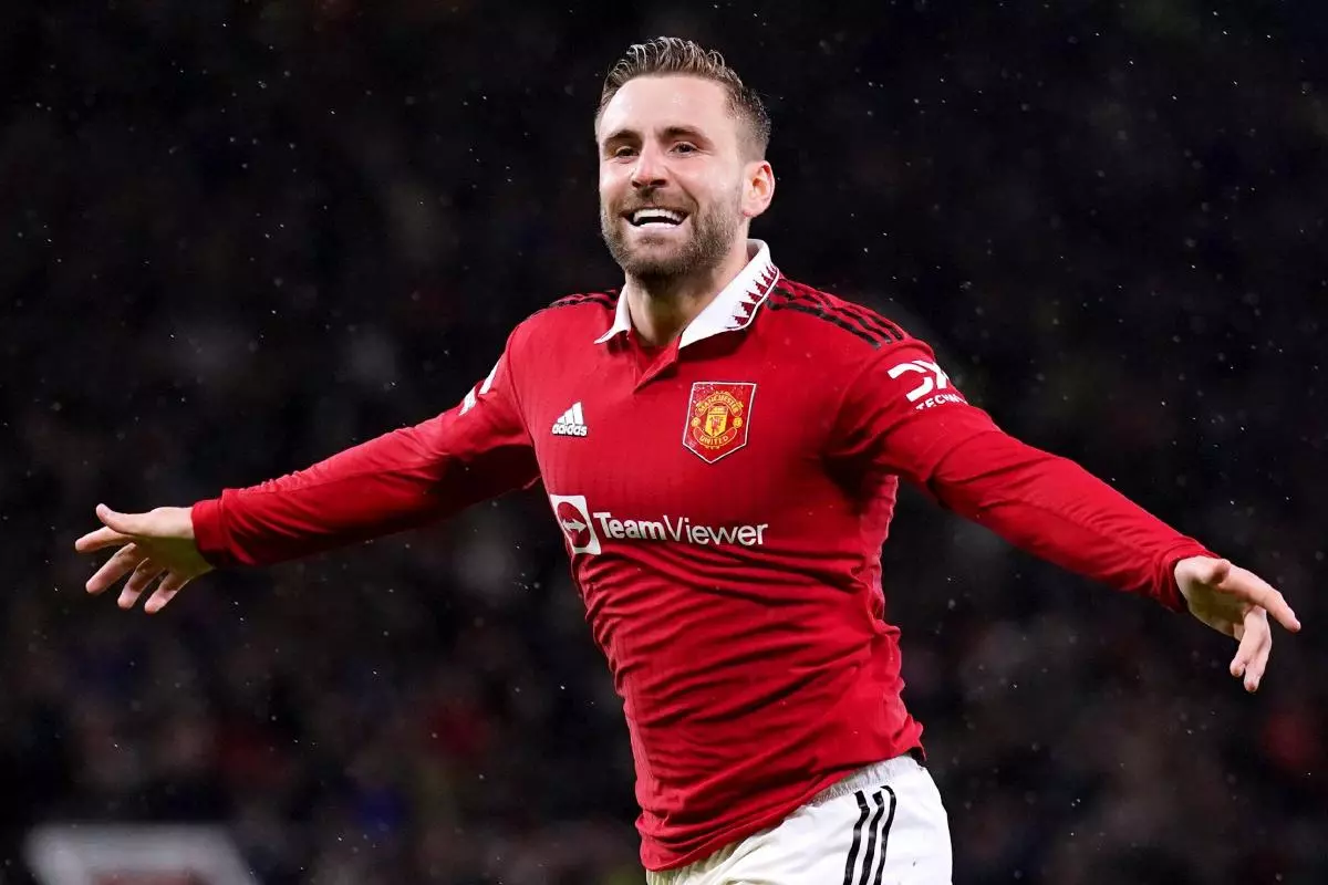 Manchester United's Luke Shaw celebrates scoring against Bournemouth