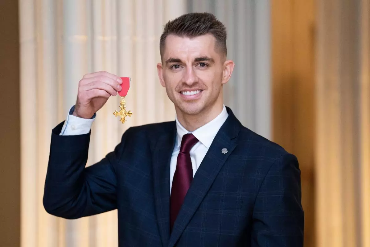 Max Whitlock after being made an OBE by the Princess Royal