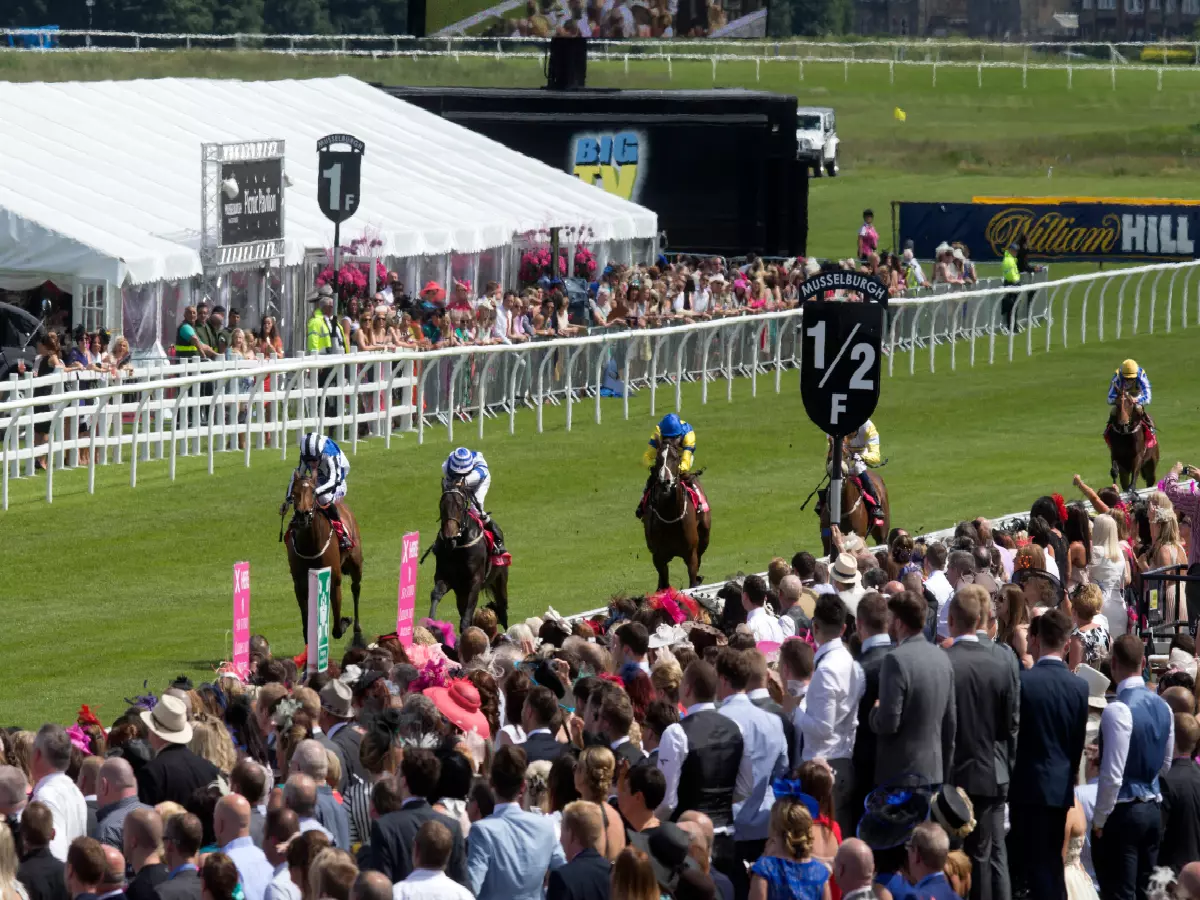 Running of the Madeleine Cup Maiden Auction Stakes during Stobo Castle Ladies Day at Musselburgh Racecourse, June 14, 2014