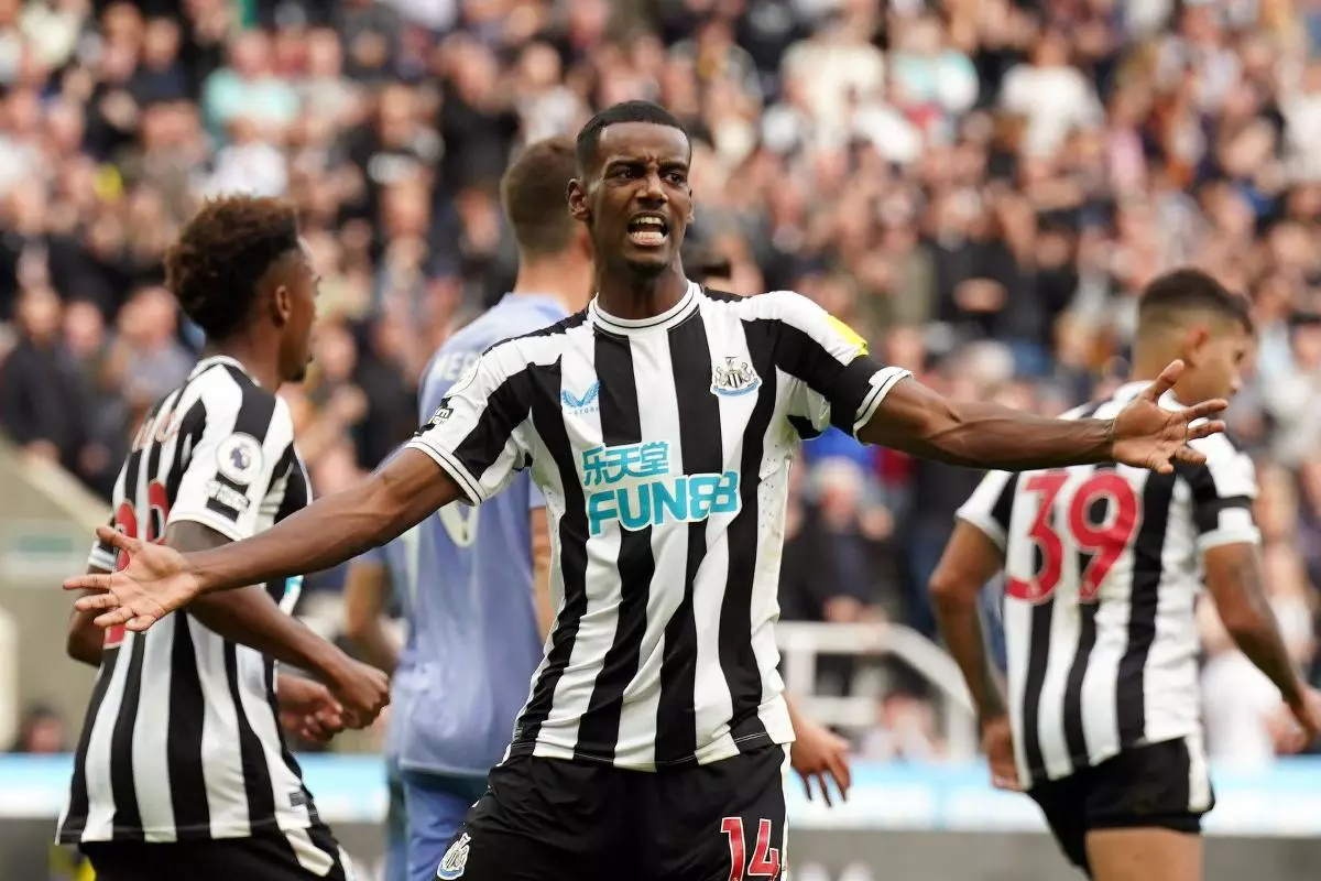 Newcastle United's Alexander Isak celebrates scoring