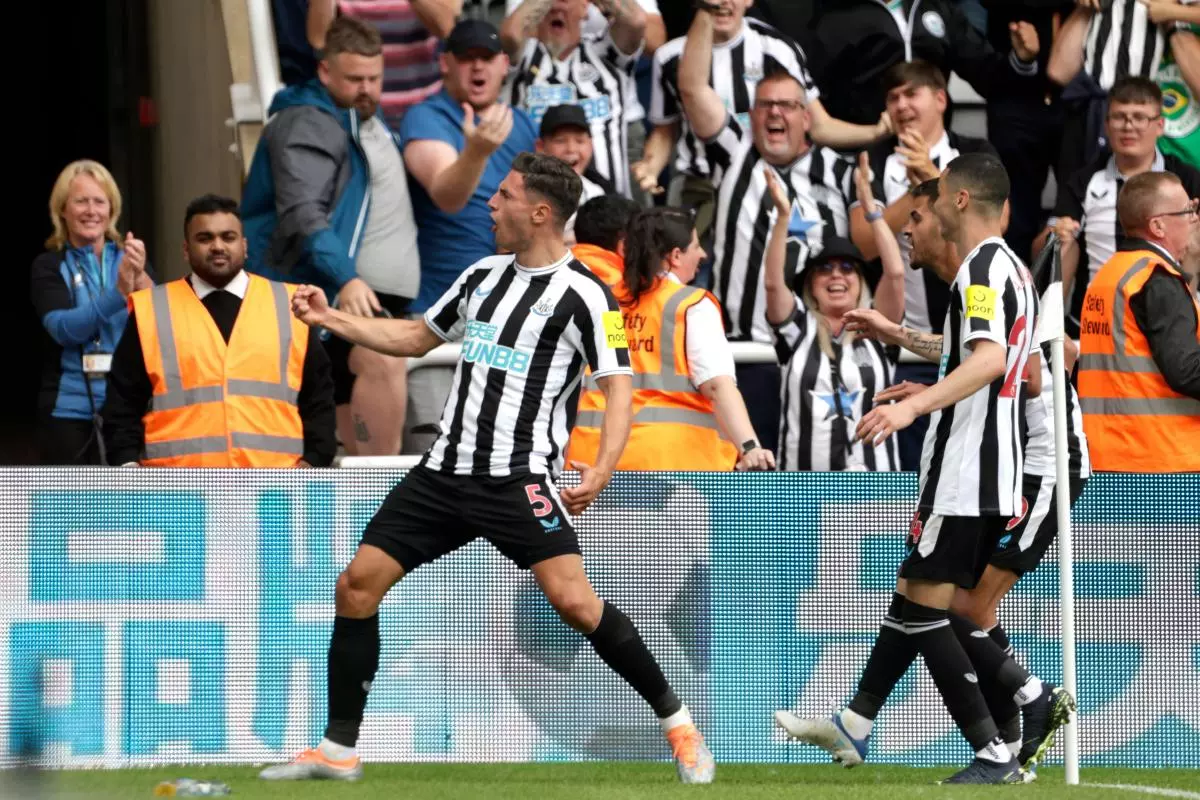 Newcastle United's Fabian Schar celebrates scoring