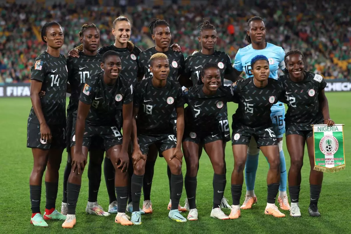 Nigeria pose for a photo prior to the start of the FIFA Women's World Cup 2023, Group B match at Brisbane Stadium - July 2023