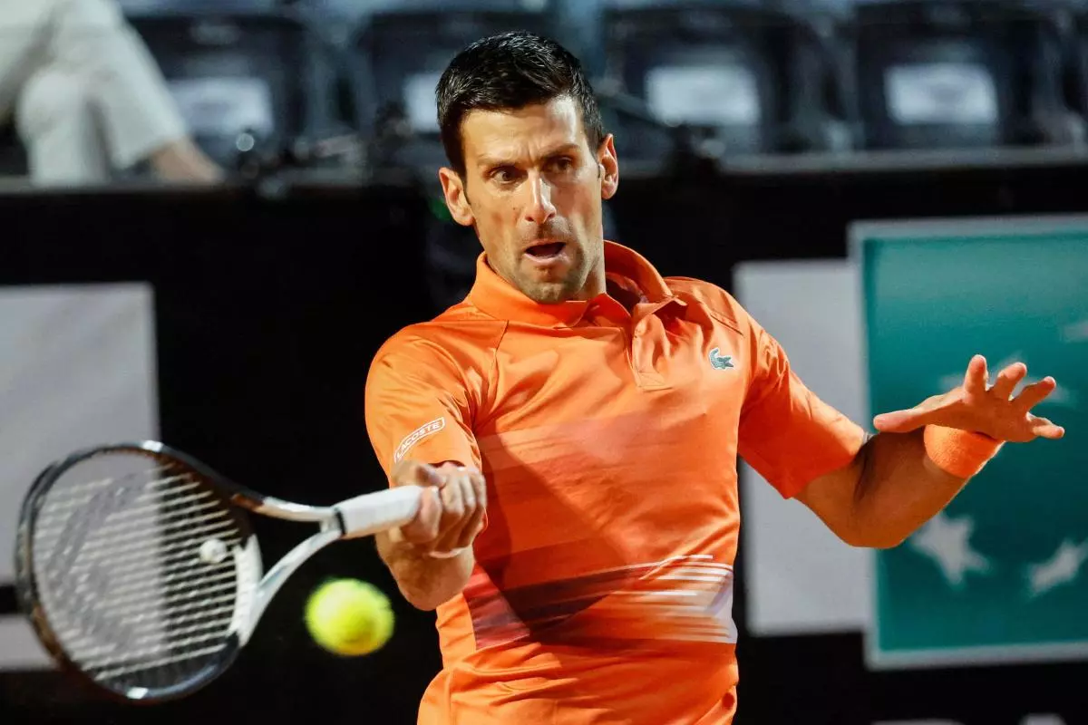 Novak Djokovic of Serbia in action during his men's singles semifinal