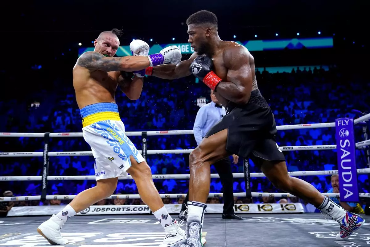 Oleksandr Usyk (left) in action against Anthony Joshua
