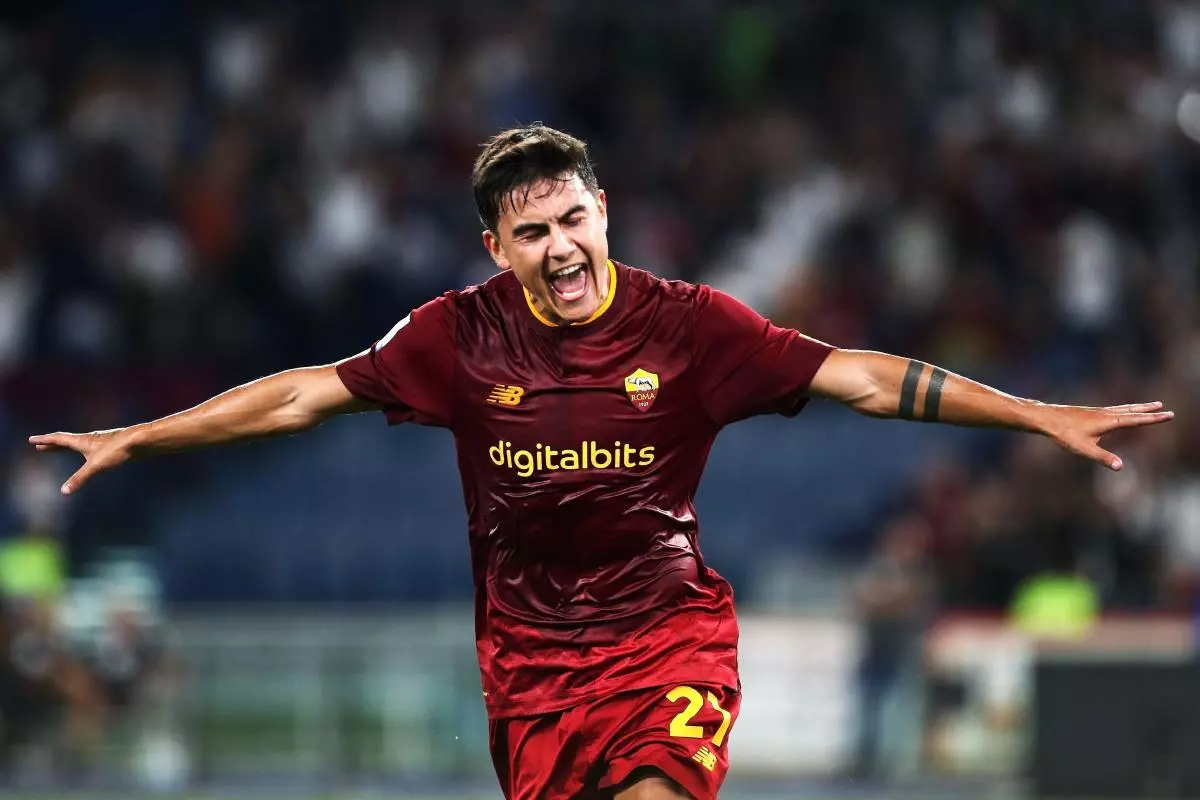Paulo Dybala of Roma celebrates after scoring