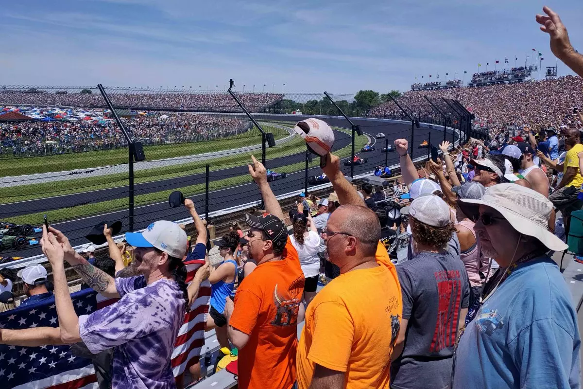 The view from the grandstand at the Indy 500.