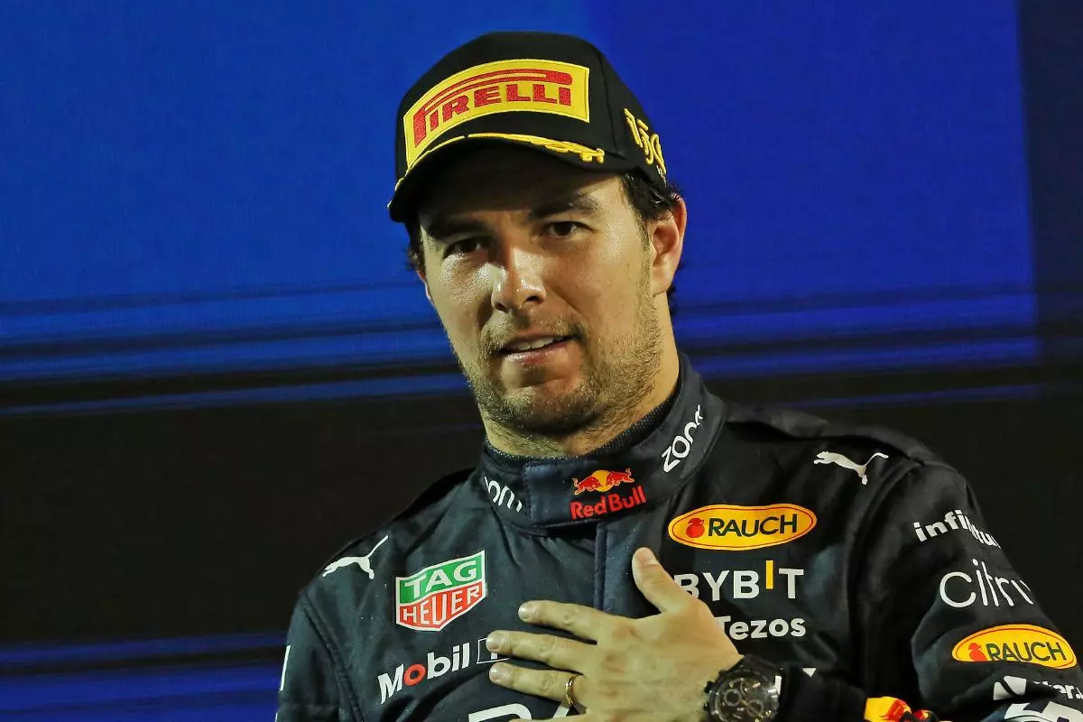 Podium for 3rd placed Sergio Perez (MEX) Oracle Red Bull Racing