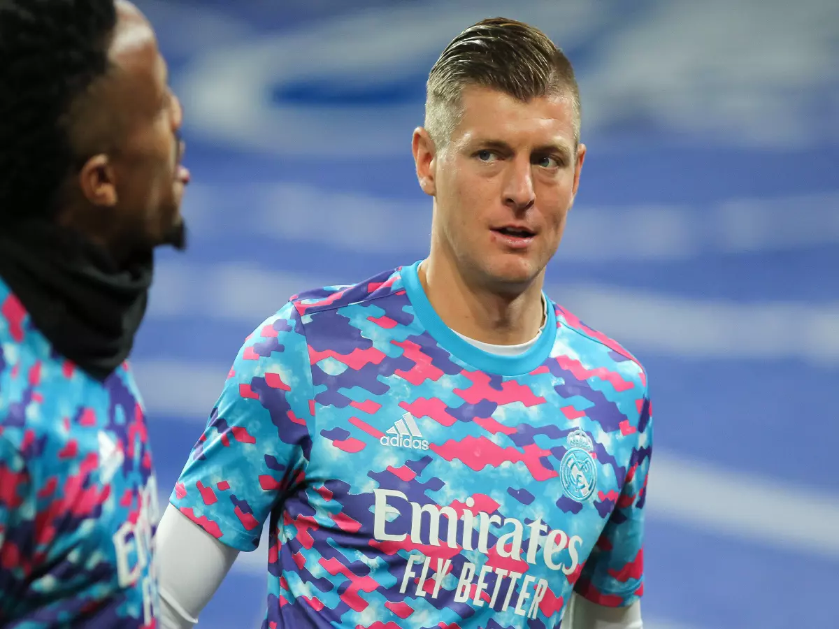 December 1, 2021, Madrid, Spain: Toni Kroos of Real Madrid warms up during the Spanish championship La liga football match between Real Madrid and Athletic Club