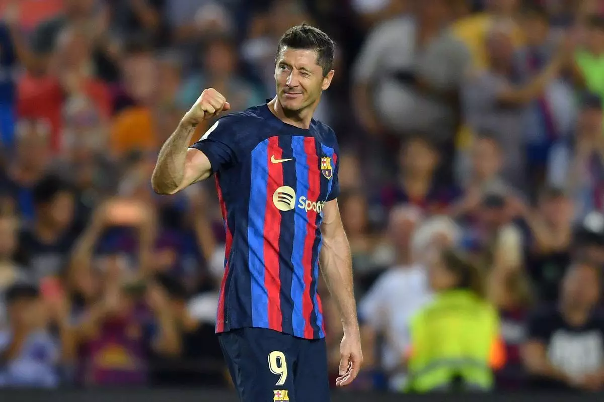 Robert Lewandowski in action for Barcelona