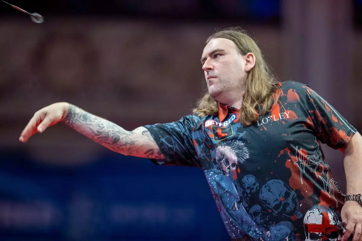 Ryan Searle in his second round match against Peter Wright - July 2023