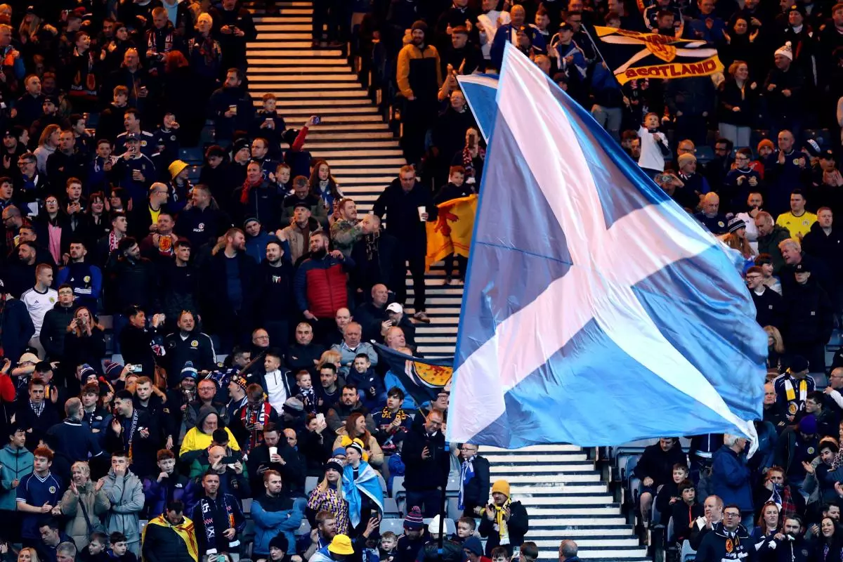 Scotland fans and flag