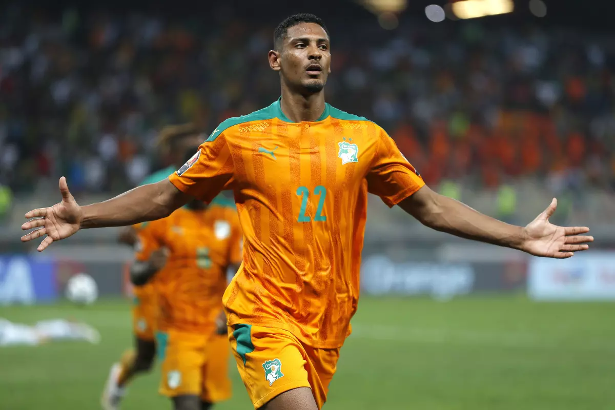 Sebastien Haller of Ivory Coast celebrates before his goal is dissallowed during the 2021 Africa Cup of Nations