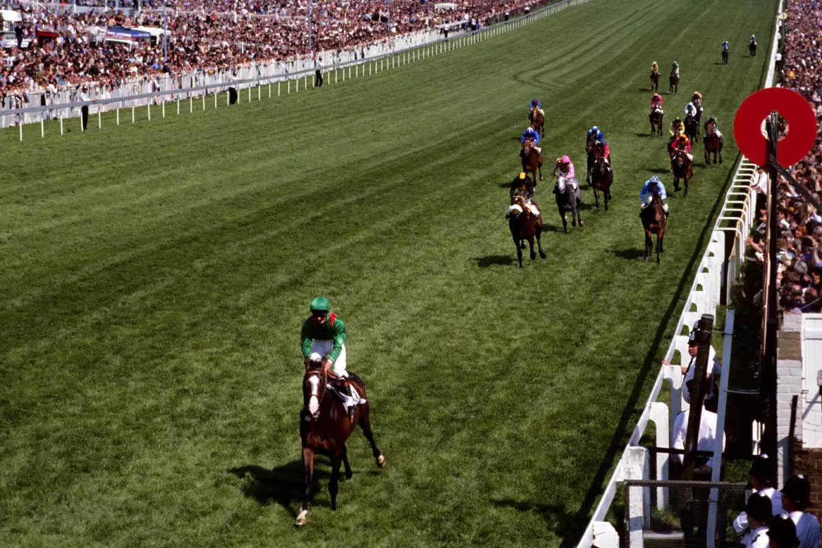Shergar and Walter Swinburn win the Epsom Derby