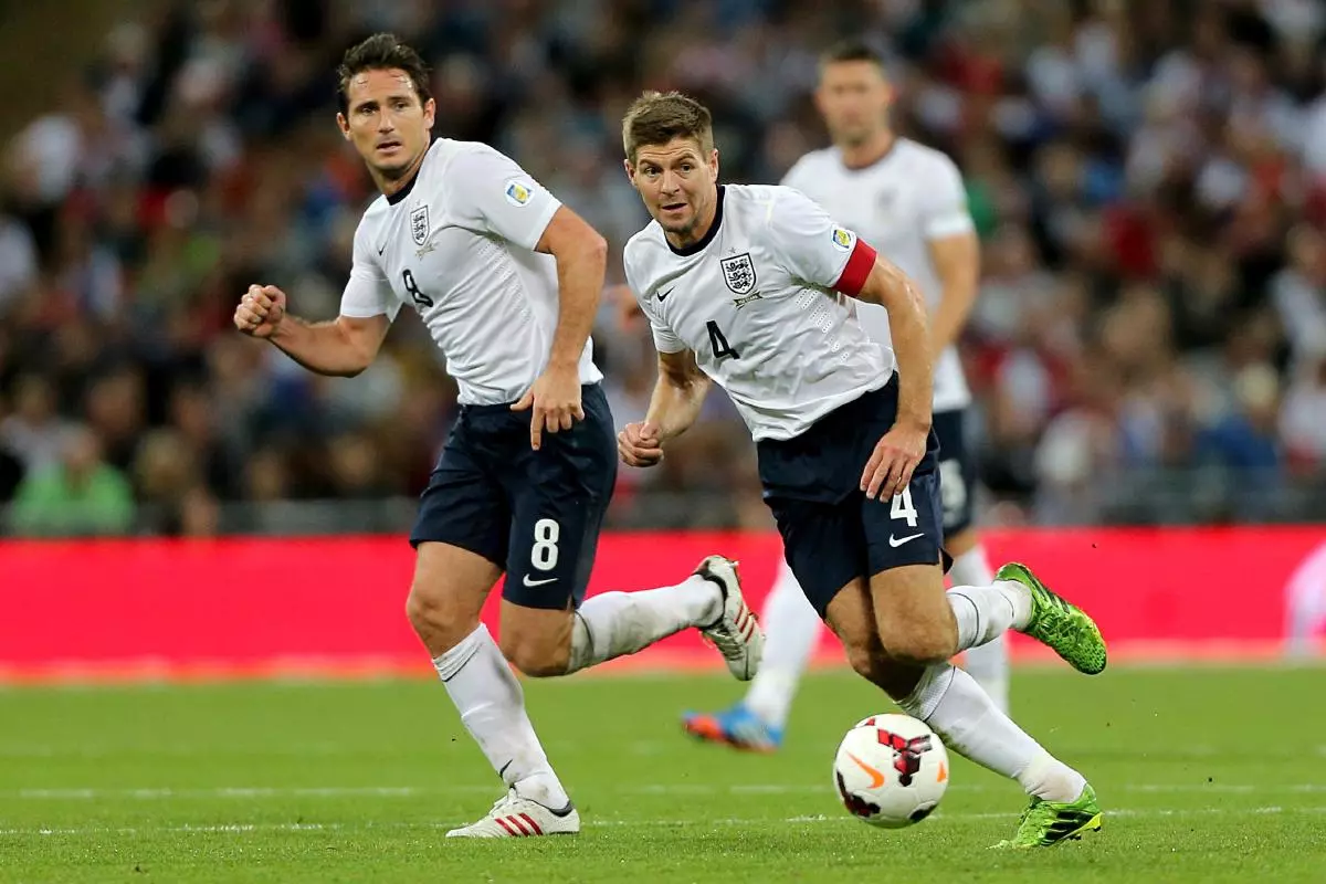 Steven Gerrard and Frank Lampard in action for England