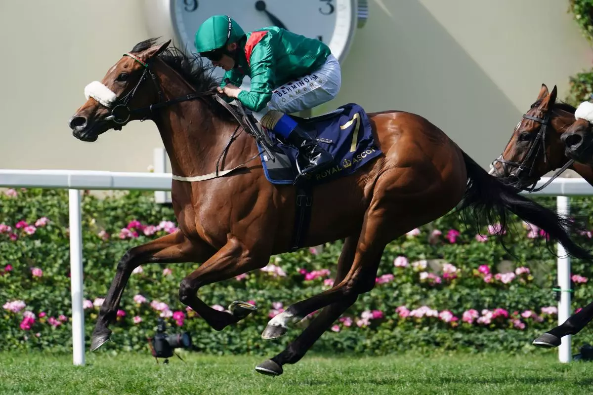 Tahiyra ridden by Chris Hayes wins The Coronation Stakes at Royal Ascot