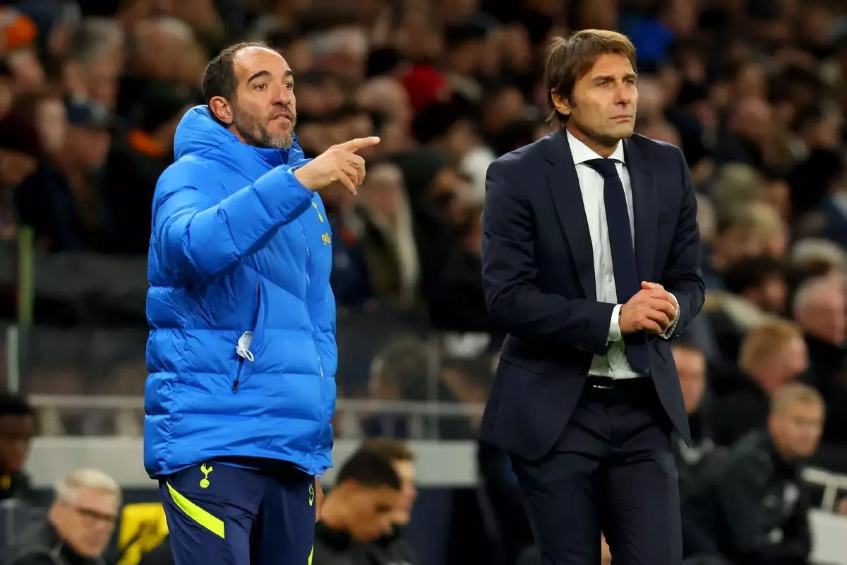 Tottenham Hotspur Manager Antonio Conte with assistant Cristian Stellini