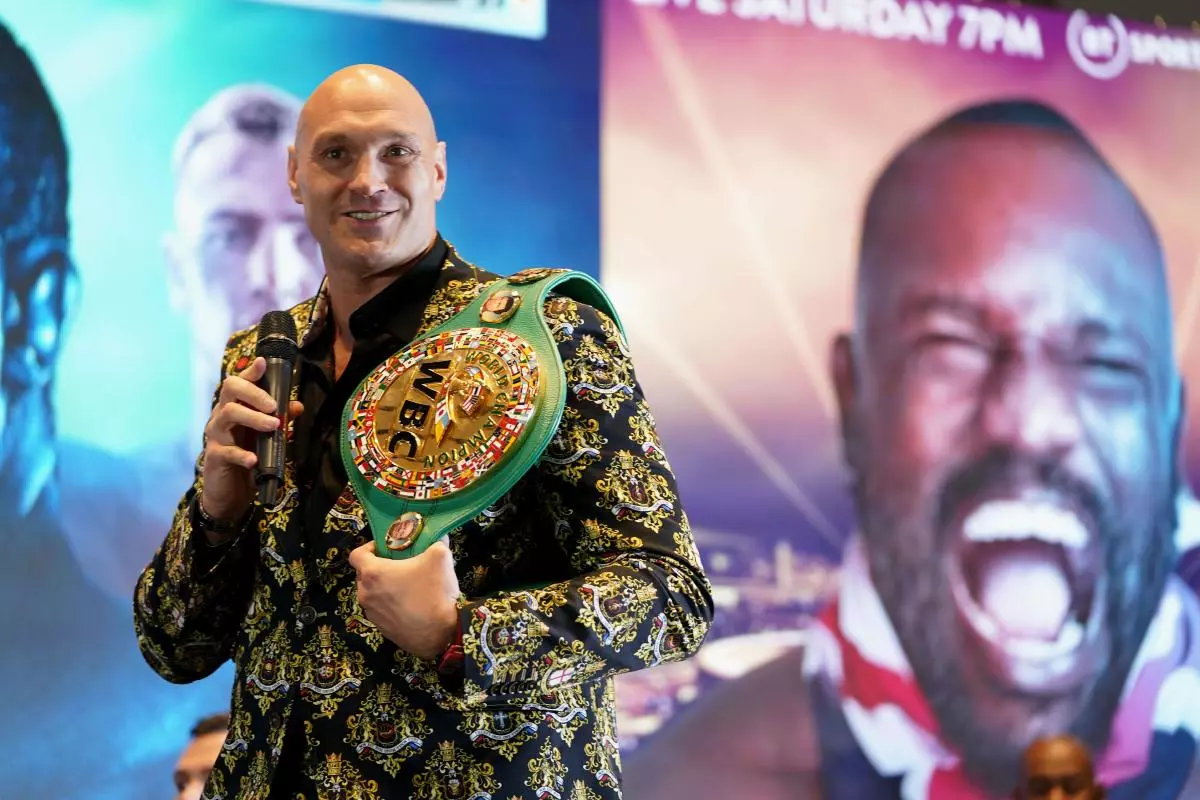 Tyson Fury during a press conference at the Tottenham Hotspur Stadium