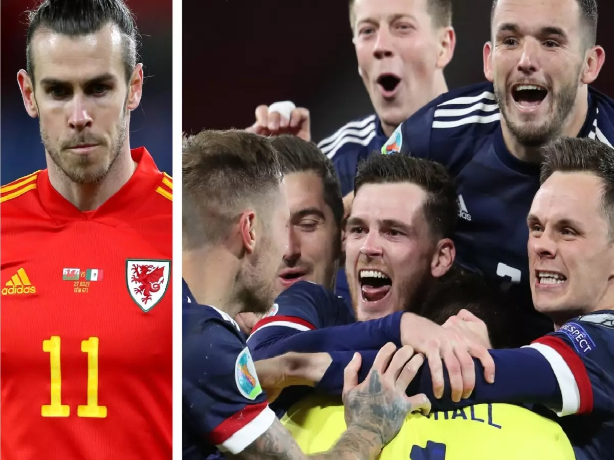 Gareth Bale Wales, Scotland celebrate