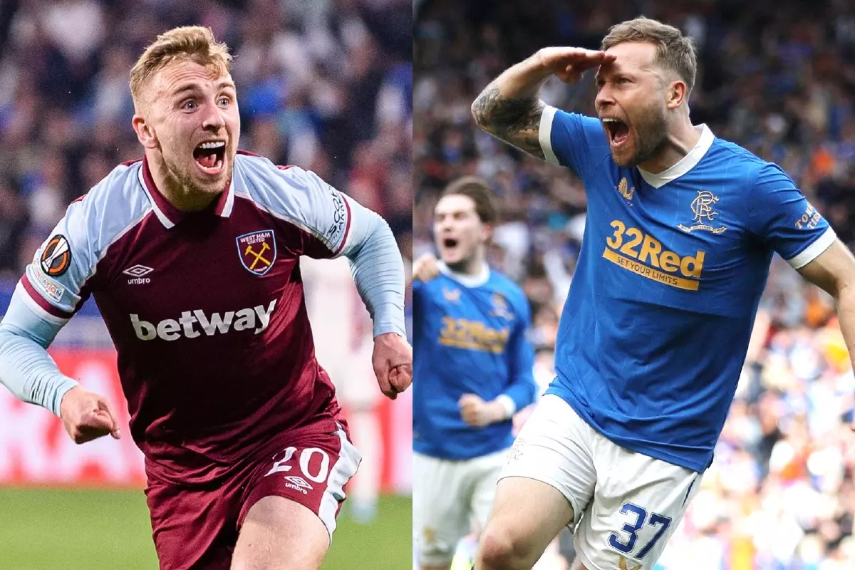 West Ham Jarrod Bowen and Rangers Scott Arfield