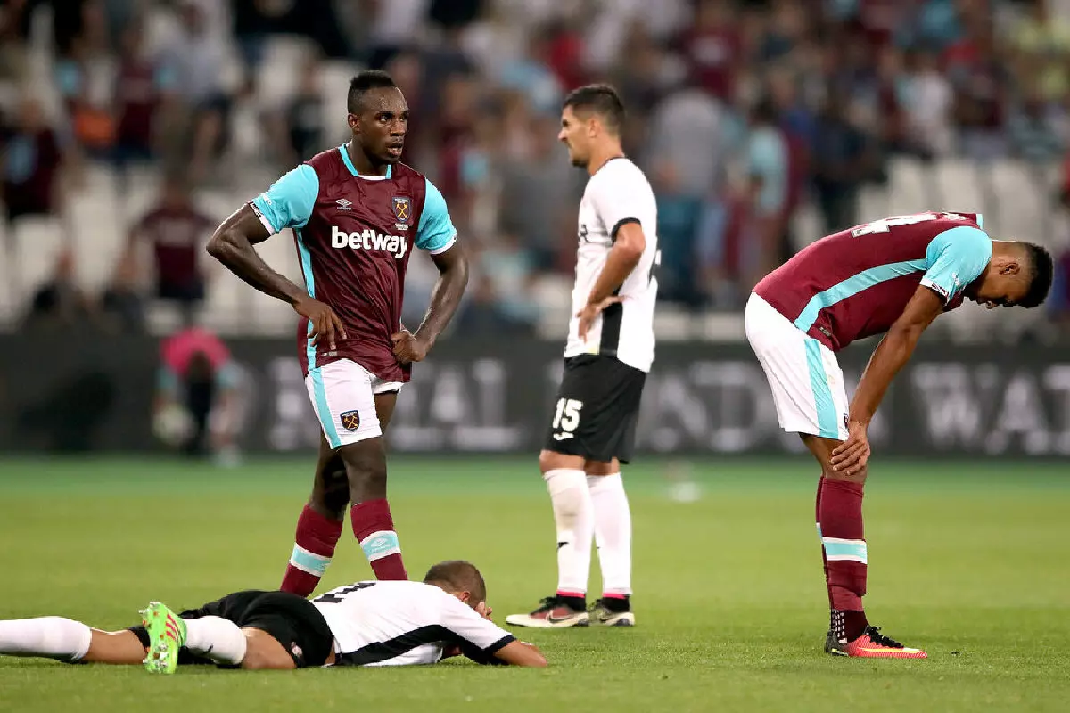 West Ham Michail Antonio and Ashley Fletcher after losing in Europa League to Astra