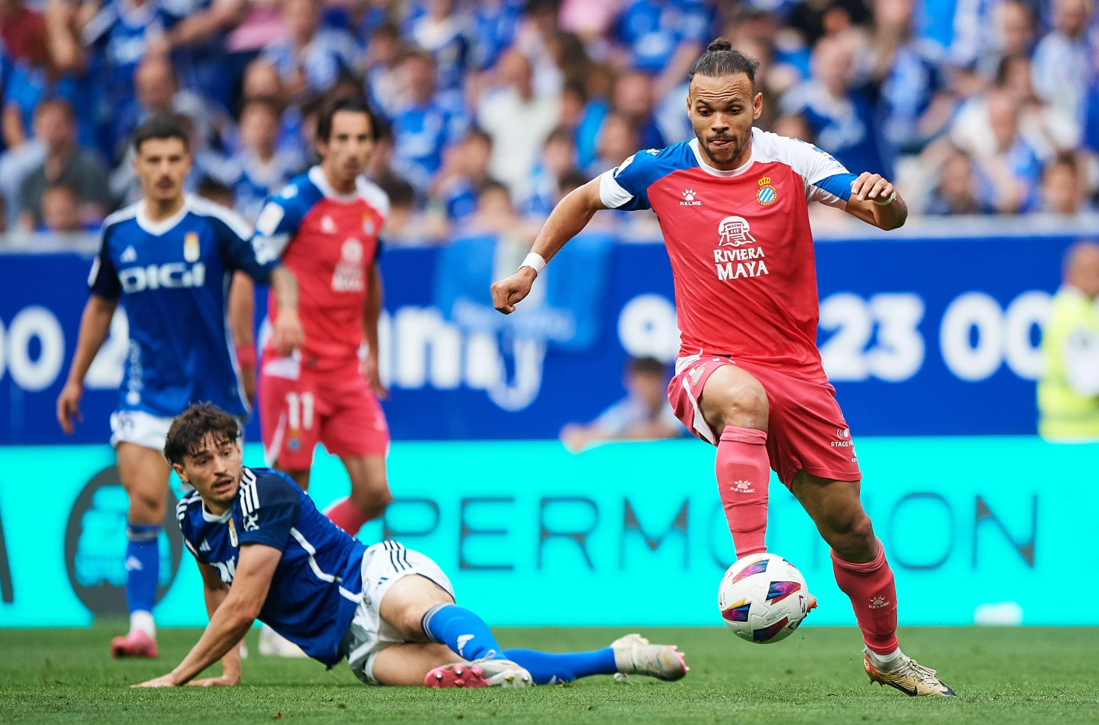 Martin Braithwaite playing for RCD Espanyol vs Real Oviedo