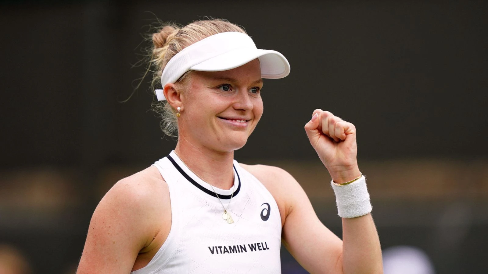 Harriet Dart celebrates Wimbledon