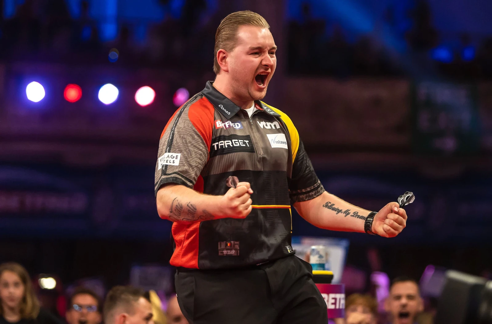 Dimitri Van den Bergh at the World Matchplay (Taylor Lanning/PDC)