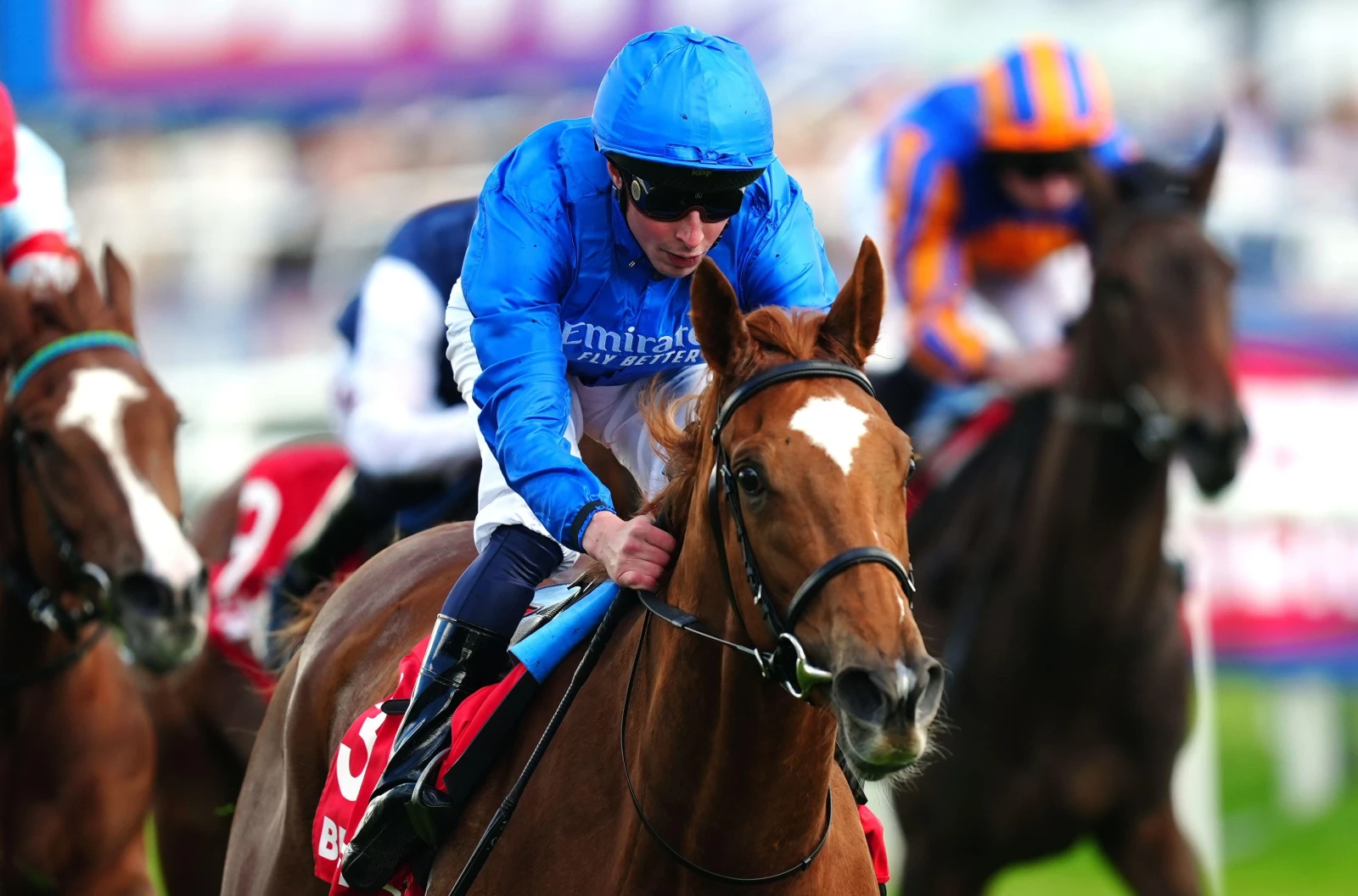 Desert Flower ridden by William Buick wins the Betfred May Hill Stakes at Doncaster