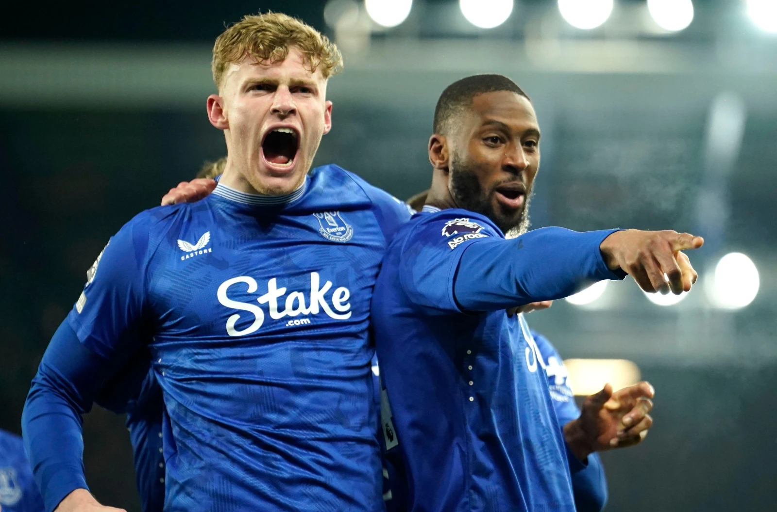 Everton's Beto celebrates with teammate