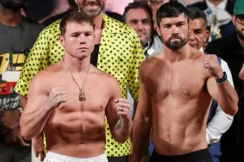 Saul "Canelo" Alvarez of Mexico and John Ryder