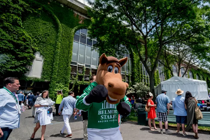 Outside Belmont Park on Belmont Stakes Festival Saturday, June 8, 2019