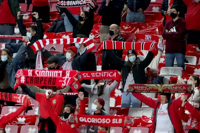 Benfica fans following their club in the Europa League