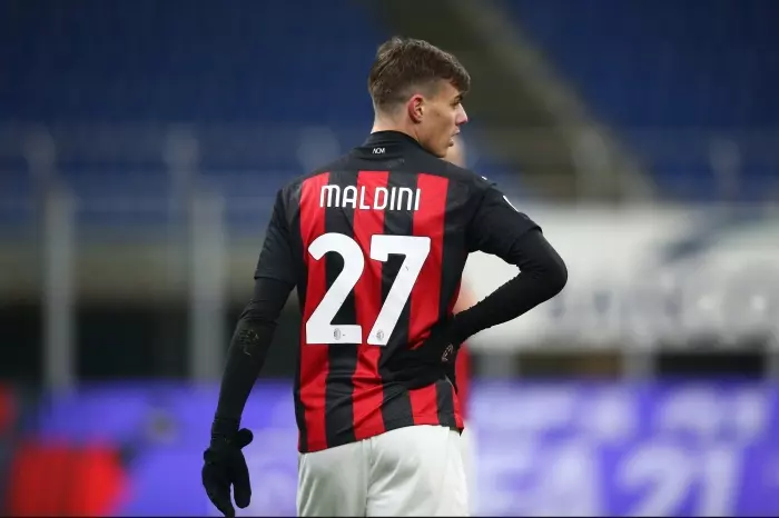 Daniel Maldini in action for AC Milan, January 2021