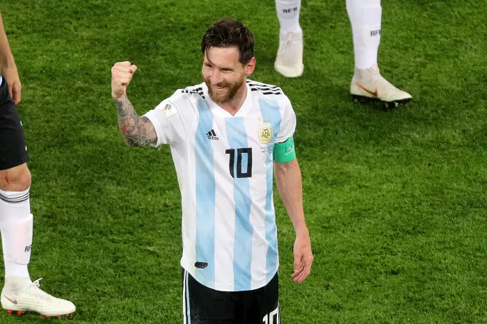 Lionel Messi celebrates a crucial win at the 2018 World Cup in Russia