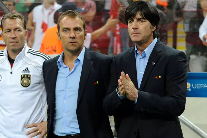 Joachim Low with Hans-Dieter Flick