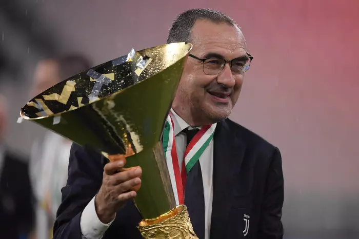 Maurizio Sarri with Serie A trophy while at Jjuventus